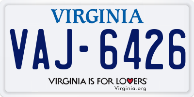 VA license plate VAJ6426