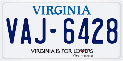 VA license plate VAJ6428