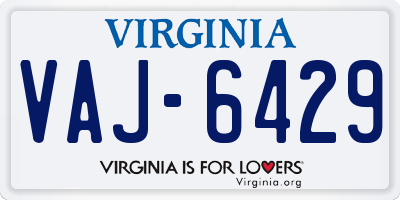 VA license plate VAJ6429