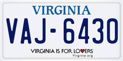 VA license plate VAJ6430