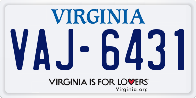 VA license plate VAJ6431