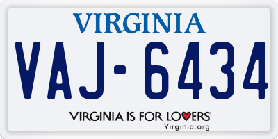 VA license plate VAJ6434