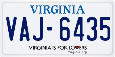 VA license plate VAJ6435