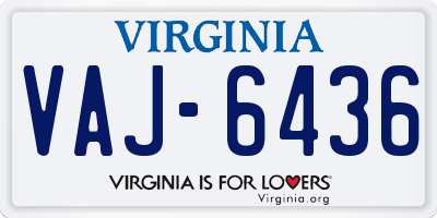 VA license plate VAJ6436