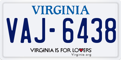 VA license plate VAJ6438