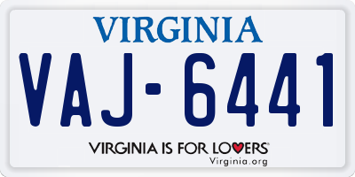 VA license plate VAJ6441