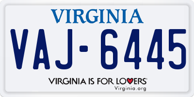 VA license plate VAJ6445