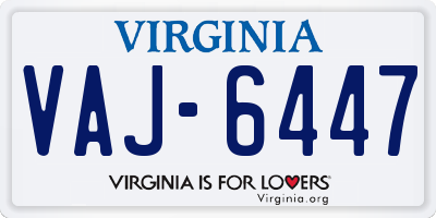 VA license plate VAJ6447