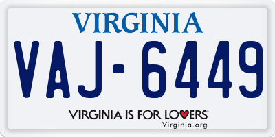 VA license plate VAJ6449