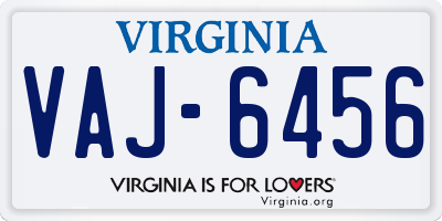 VA license plate VAJ6456