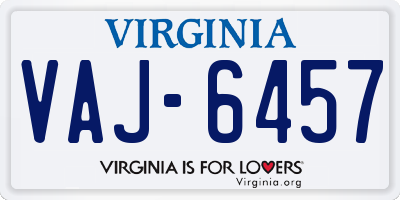 VA license plate VAJ6457
