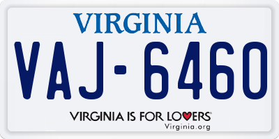 VA license plate VAJ6460