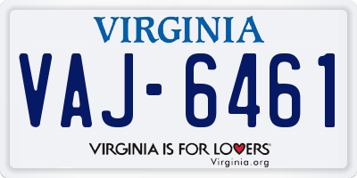VA license plate VAJ6461