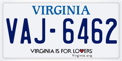 VA license plate VAJ6462