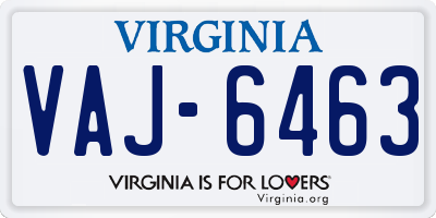 VA license plate VAJ6463