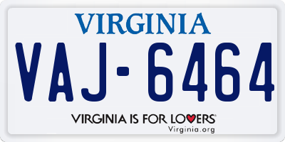 VA license plate VAJ6464