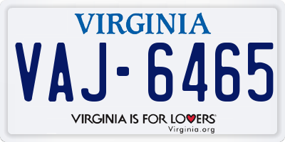 VA license plate VAJ6465