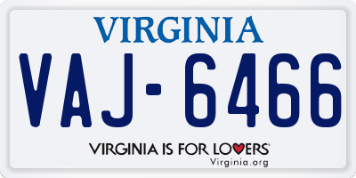 VA license plate VAJ6466