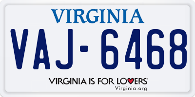 VA license plate VAJ6468