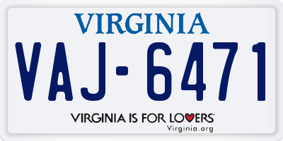 VA license plate VAJ6471