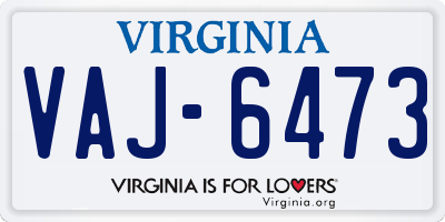 VA license plate VAJ6473
