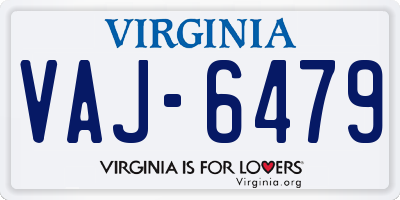 VA license plate VAJ6479