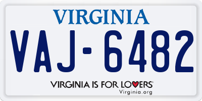 VA license plate VAJ6482
