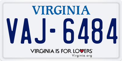 VA license plate VAJ6484