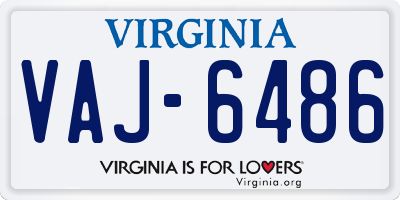 VA license plate VAJ6486
