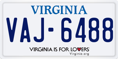 VA license plate VAJ6488