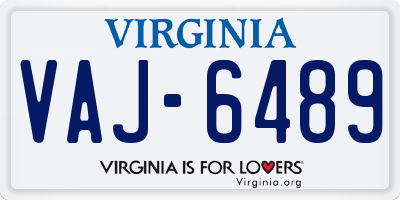 VA license plate VAJ6489