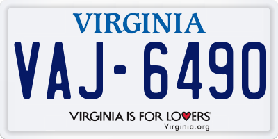 VA license plate VAJ6490