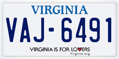 VA license plate VAJ6491
