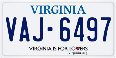 VA license plate VAJ6497