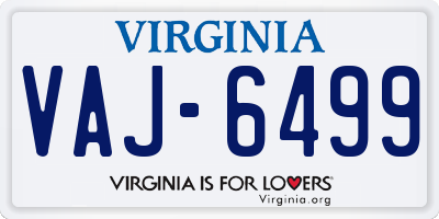 VA license plate VAJ6499