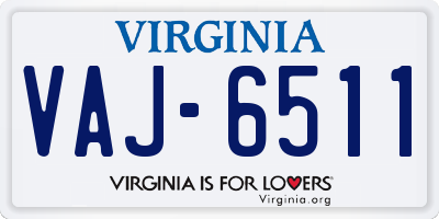 VA license plate VAJ6511