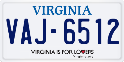 VA license plate VAJ6512