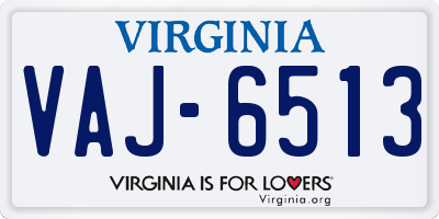 VA license plate VAJ6513