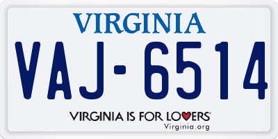 VA license plate VAJ6514