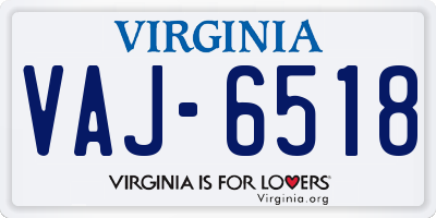 VA license plate VAJ6518