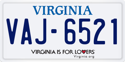 VA license plate VAJ6521