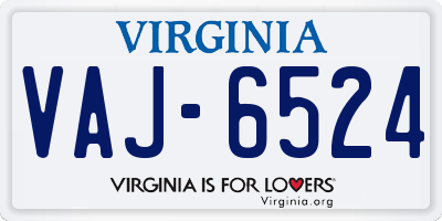 VA license plate VAJ6524