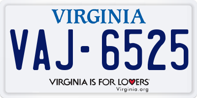 VA license plate VAJ6525