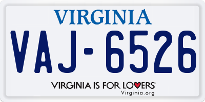 VA license plate VAJ6526