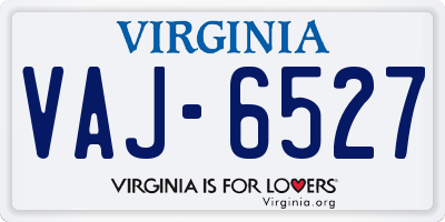 VA license plate VAJ6527