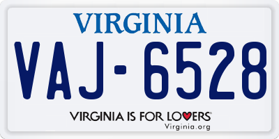VA license plate VAJ6528