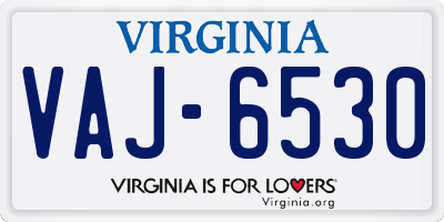 VA license plate VAJ6530