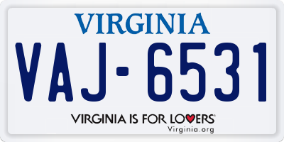 VA license plate VAJ6531