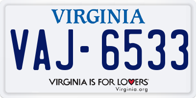 VA license plate VAJ6533