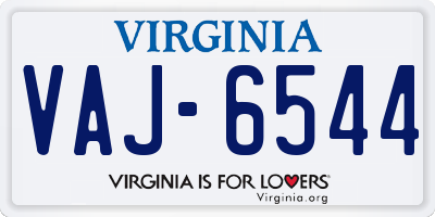 VA license plate VAJ6544